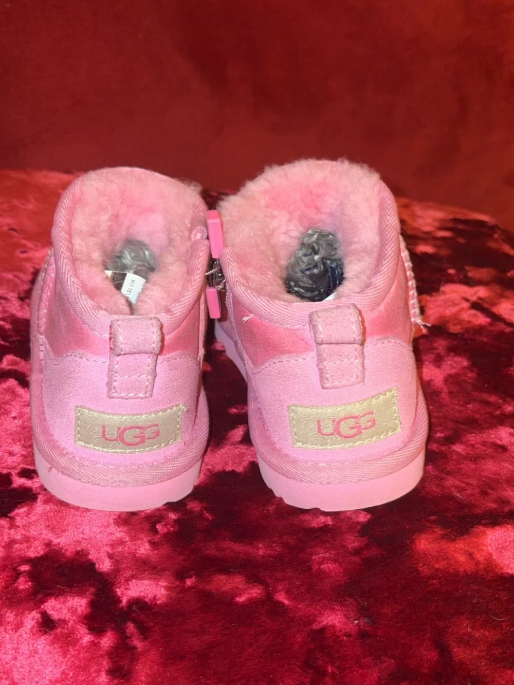 UGG Kids Pink Short Plush Boots